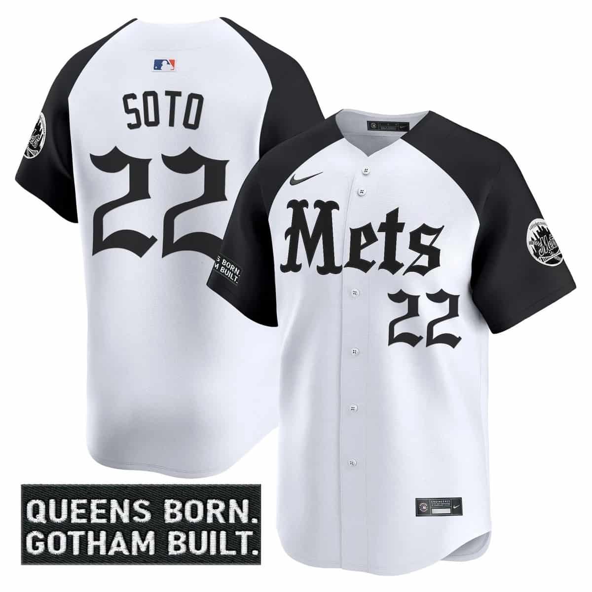 Personalized Men’s New York Mets ‘Gotham Gothic Edition’ Premier Limited Jersey All Stitched Juan Soto #22