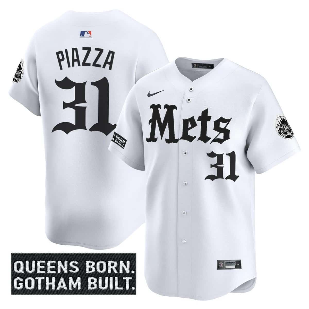 Personalized Men’s New York Mets ‘Gotham Gothic Edition’ Premier Limited Jersey All Stitched Mike Piazza #31