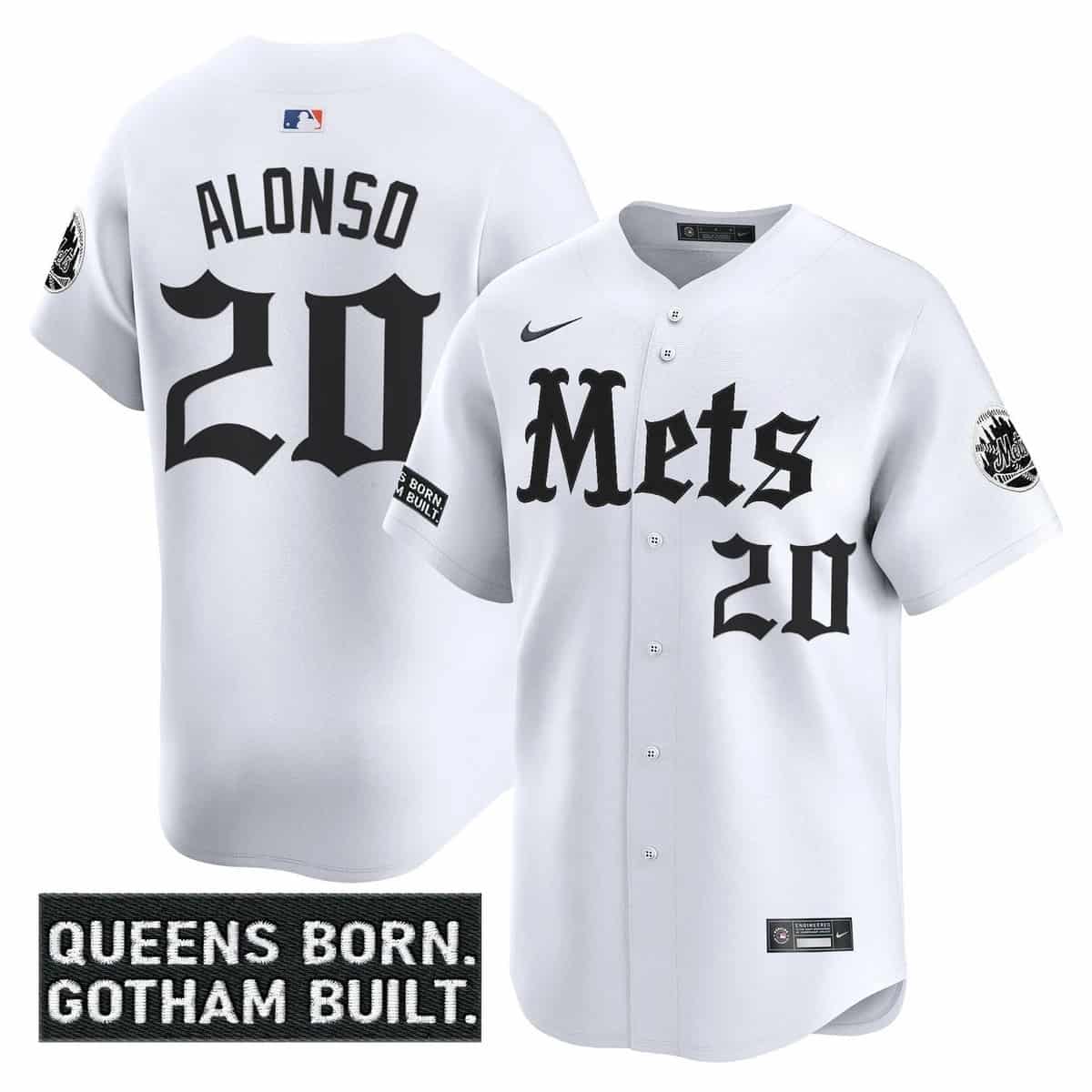 Personalized Men’s New York Mets ‘Gotham Gothic Edition’ Premier Limited Jersey All Stitched Pete Alonso #20