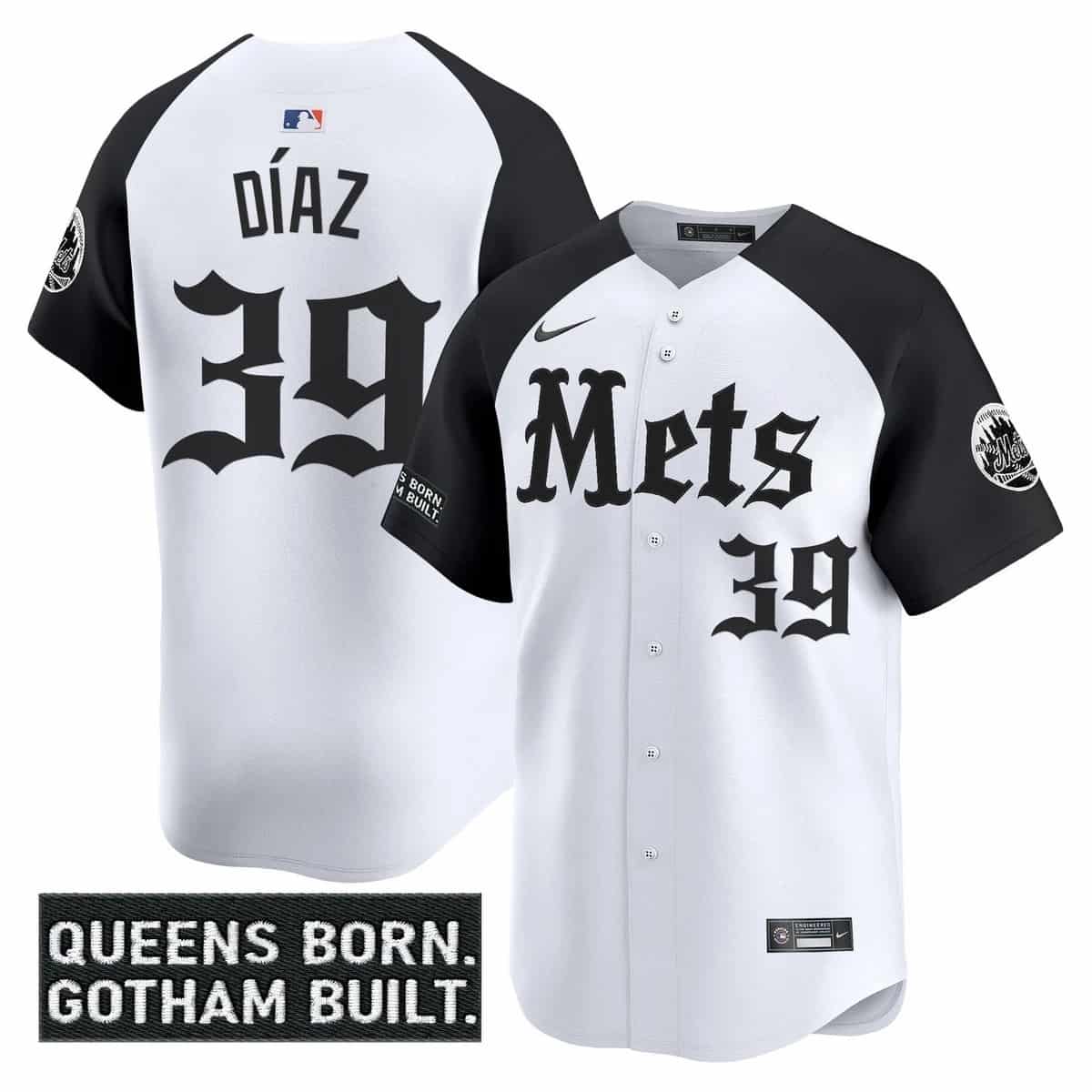 Personalized Men’s New York Mets ‘Gotham Gothic Edition’ Premier Limited Jersey All Stitched Edwin Diaz #39