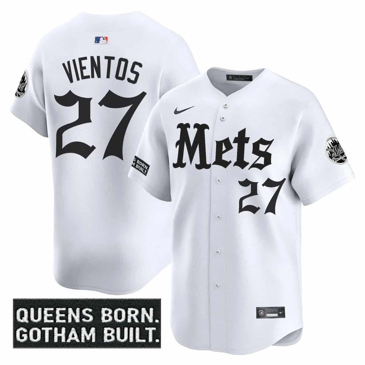 Personalized Men’s New York Mets ‘Gotham Gothic Edition’ Premier Limited Jersey All Stitched Mark Vientos #27