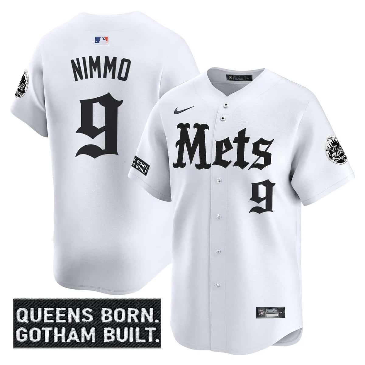 Personalized Men’s New York Mets ‘Gotham Gothic Edition’ Premier Limited Jersey All Stitched Brandon Nimmo #9