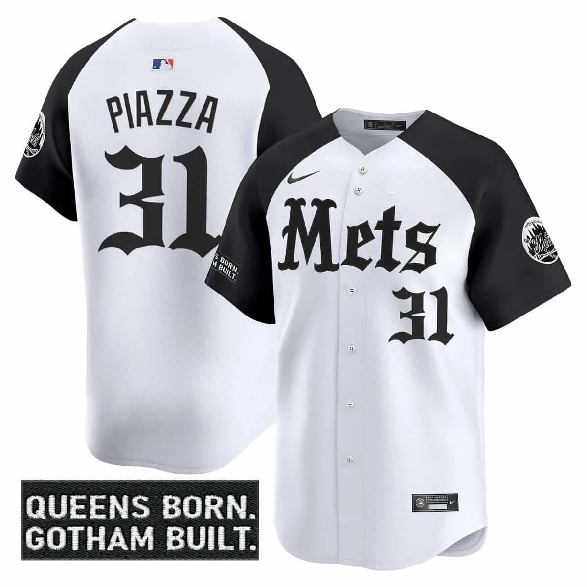 Personalized Men’s New York Mets ‘Gotham Gothic Edition’ Premier Limited Jersey All Stitched Mike Piazza #31