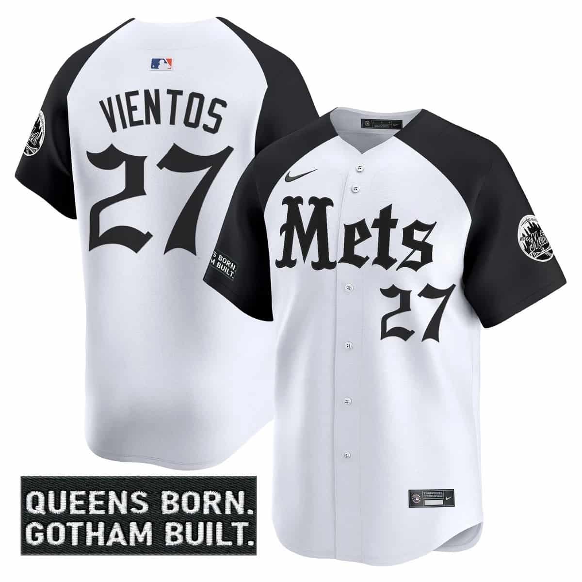 Personalized Men’s New York Mets ‘Gotham Gothic Edition’ Premier Limited Jersey All Stitched Mark Vientos #27