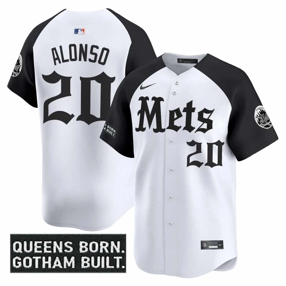 Personalized Men’s New York Mets ‘Gotham Gothic Edition’ Premier Limited Jersey All Stitched Pete Alonso #20