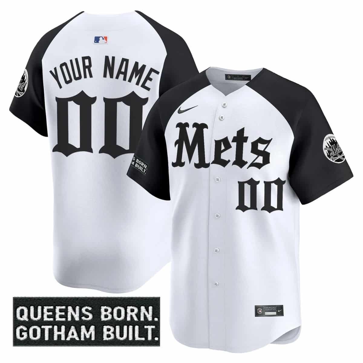 Personalized Custom Men’s New York Mets ‘Gotham Gothic Edition’ Premier Limited Jersey All Stitched Alternate
