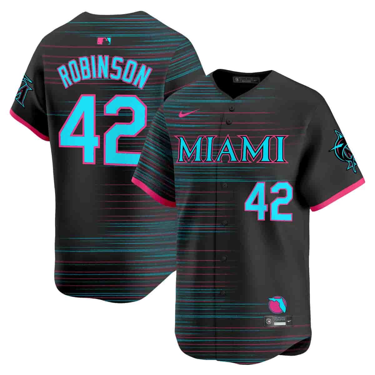 Personalized Miami Marlins 2025 City Connect Premier Limited Jersey All Stitched Jackie Robinson