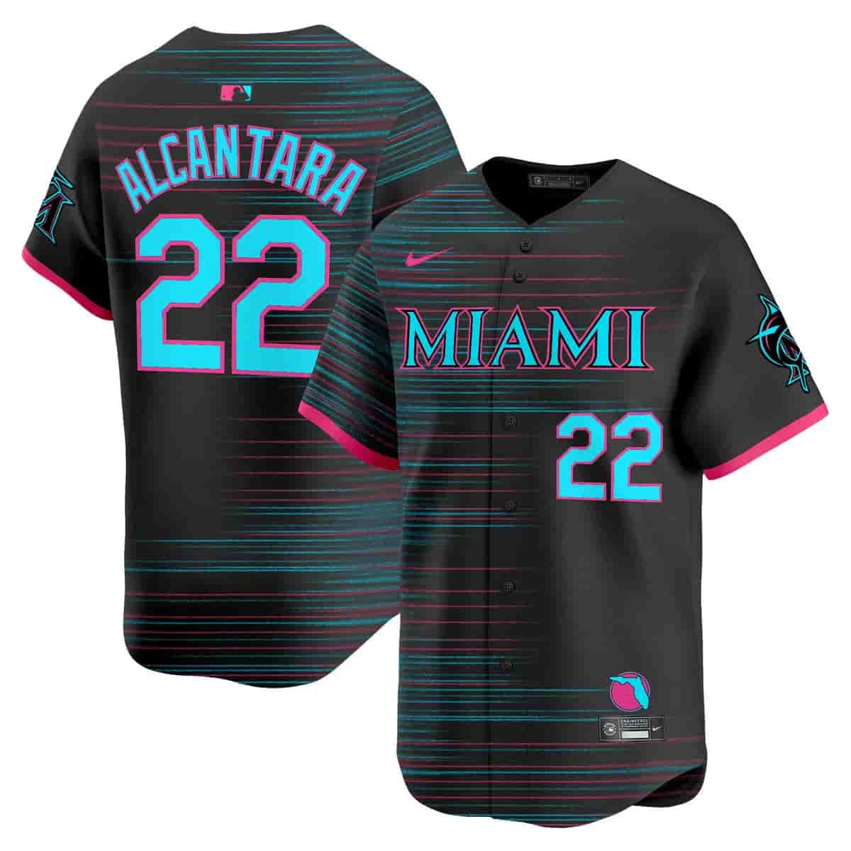 Personalized Miami Marlins 2025 City Connect Premier Limited Jersey All Stitched Sandy Alcantara