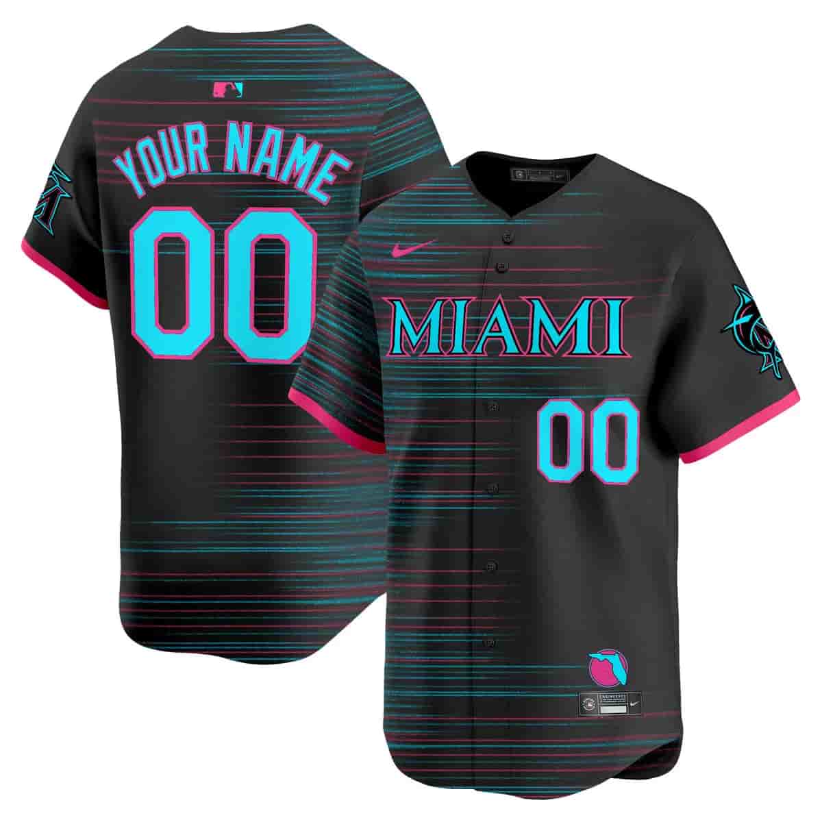 Personalized Custom Miami Marlins 2025 City Connect Premier Limited Jersey All Stitched