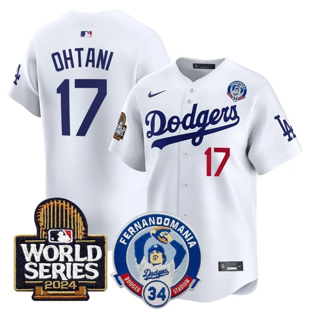Personalized Men’s Dodgers Fernando Valenzuela & 2024 World Series Patch Premier Limited Jersey V3 All Stitched Shohei Ohtani #17