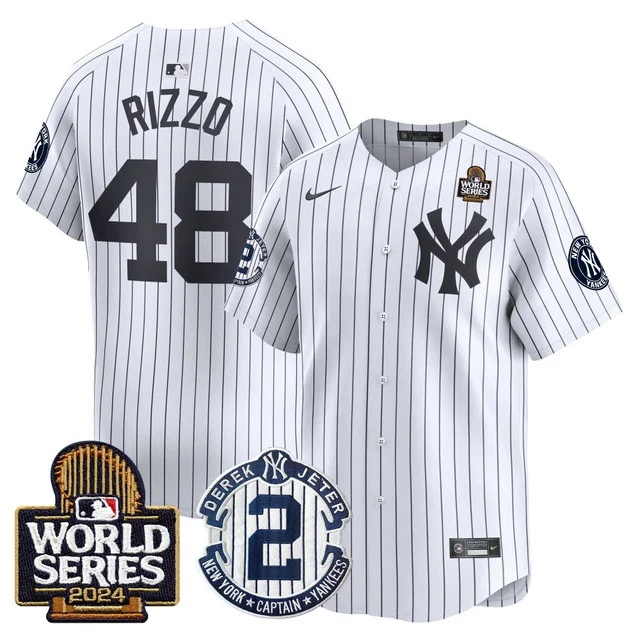 Personalized Men’s Yankees Derek Jeter Patch 2024 World Series Premier Limited Jersey All Stitched Anthony Rizzo #48