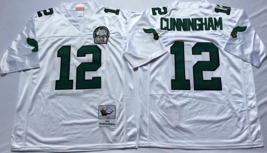 Personalized Philadelphia Eagles White #12 Randall Cunningham Throwback Jersey
