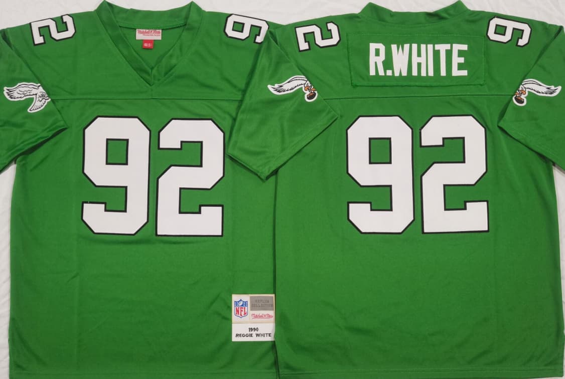 Personalized Philadelphia Eagles Green #92 R.WHITE M&N Jerseys