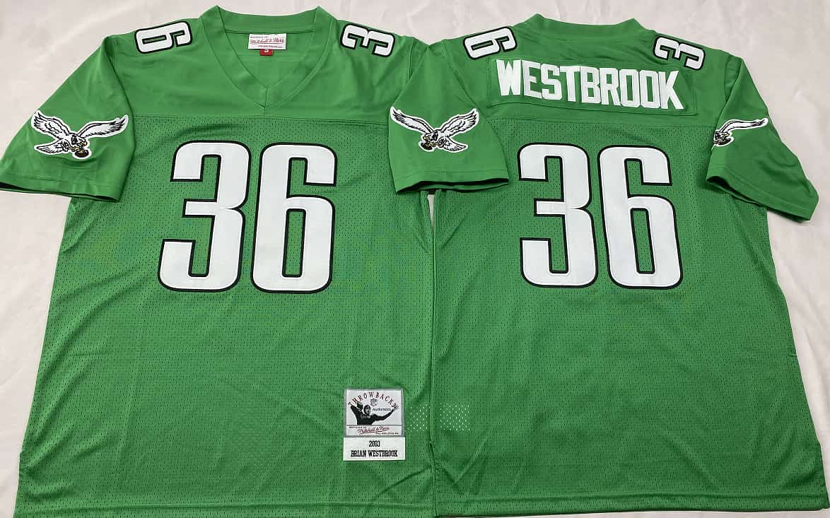 Personalized Philadelphia Eagles Green #36 Brian Westbrook Throwback Jersey