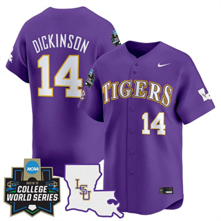 Personalized Men’s LSU Tigers #24 Daniel Dickinson 2025 World Series Premier Limited Jersey All Stitched