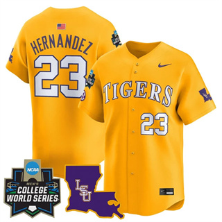 Personalized Men’s LSU Tigers #23 Luis Hernandez 2025 World Series Premier Limited Jersey All Stitched