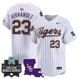 Personalized Men’s LSU Tigers #23 Luis Hernandez 2025 World Series Premier Limited Jersey All Stitched