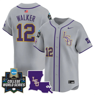 Personalized Men’s LSU Tigers #12 Todd Walker 2025 World Series Premier Limited Jersey All Stitched