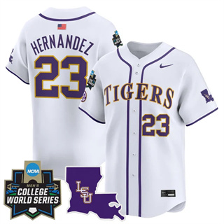 Personalized Men’s LSU Tigers #23 Luis Hernandez 2025 World Series Premier Limited Jersey All Stitched