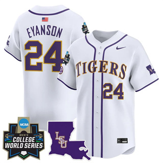 Personalized Men’s LSU Tigers #24 Anthony Eyanson 2025 World Series Premier Limited Jersey All Stitched