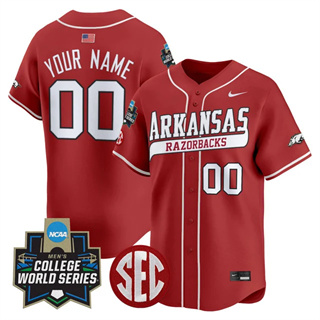 Personalized Custom Arkansas Razorbacks 2025 World Series Premier Limited Jersey All Stitched Cardinal