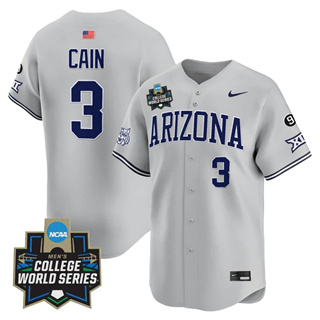Personalized Men’s Arizona Wildcats #3 Andrew Cain 2025 World Series Premier Limited Jersey All Stitched