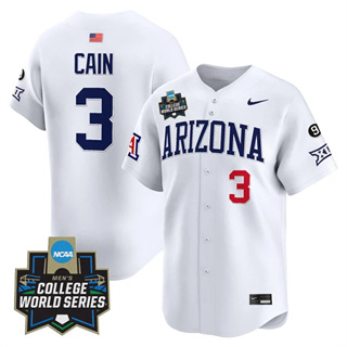 Personalized Men’s Arizona Wildcats #3 Andrew Cain 2025 World Series Premier Limited Jersey All Stitched