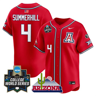 Personalized Men’s Arizona Wildcats #4 Brendan Summerhill 2025 World Series Premier Limited Jersey All Stitched