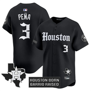 Personalized Men’s Houston Astros ‘Gothic Edition’ Premier Limited Jersey V2 All Stitched Jeremy Pena #3