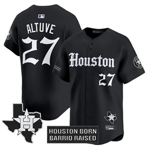 Personalized Men’s Houston Astros ‘Gothic Edition’ Premier Limited Jersey V2 All Stitched Jose Altuve #27