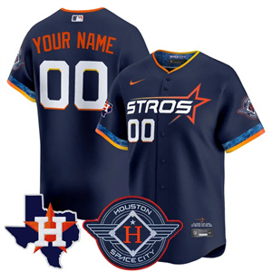 Personalized Custom Men’s Houston Astros 2025 City Connect Texas Patch Premier Limited Jersey All Stitched Navy