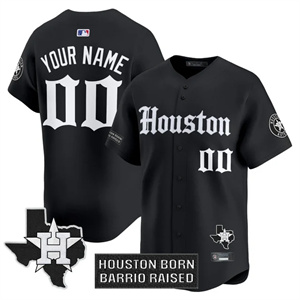 Personalized Custom Men’s Houston Astros 2025 City Connect Texas Patch Premier Limited Jersey All Stitched Black