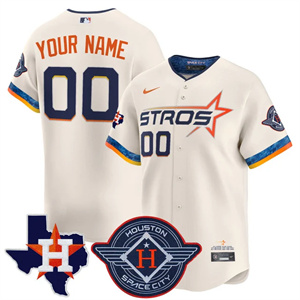 Personalized Custom Men’s Houston Astros 2025 City Connect Texas Patch Premier Limited Jersey All Stitched Cream