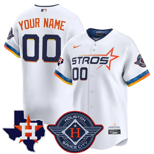 Personalized Custom Men’s Houston Astros 2025 City Connect Texas Patch Premier Limited Jersey All Stitched White