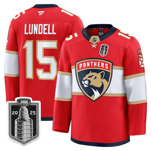 Personalized Men’s Florida Panthers 2025 Stanley Cup Final Premium Jersey All Stitched #15 Anton Lundell