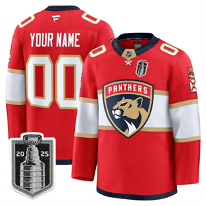 Personalized Custom Men’s Florida Panthers 2025 Stanley Cup Final Premium Jersey All Stitched Red