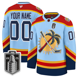 Personalized Custom Men’s Florida Panthers 2025 Stanley Cup Final Premium Jersey All Stitched Blue