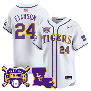 Personalized Men’s LSU Tigers #24 Anthony Eyanson 2025 World Series Champions Limited Jersey All Stitched
