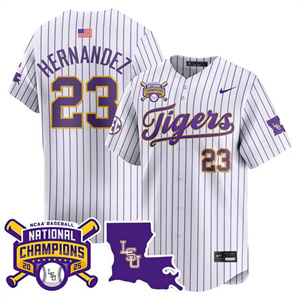 Personalized Men’s LSU Tigers #23 Luis Hernandez 2025 World Series Champions Limited Jersey All Stitched