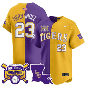 Personalized Men’s LSU Tigers #23 Luis Hernandez 2025 World Series Champions Limited Jersey All Stitched