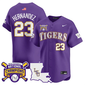 Personalized Men’s LSU Tigers #23 Luis Hernandez 2025 World Series Champions Limited Jersey All Stitched