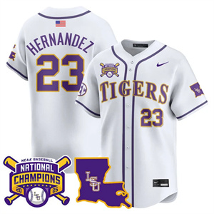 Personalized Men’s LSU Tigers #23 Luis Hernandez 2025 World Series Champions Limited Jersey All Stitched