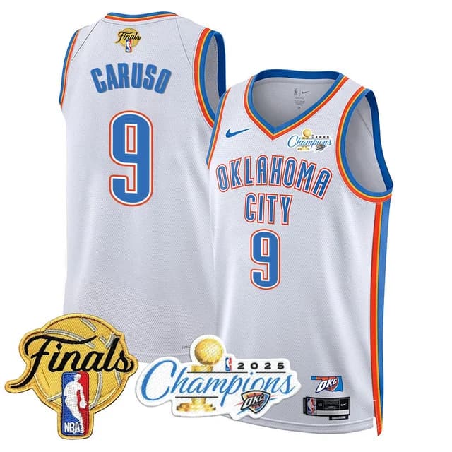 Personalized Men’s Oklahoma City Thunder #9 Alex Caruso 2024-25 Champions Jersey All Stitched