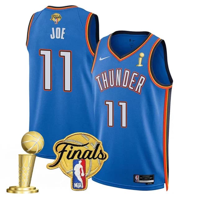 Personalized Men’s Oklahoma City Thunder #11 Isaiah Joe 2024-25 Champions Jersey All Stitched