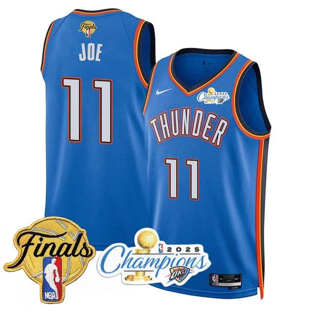 Personalized Men’s Oklahoma City Thunder #11 Isaiah Joe 2024-25 Champions Jersey All Stitched