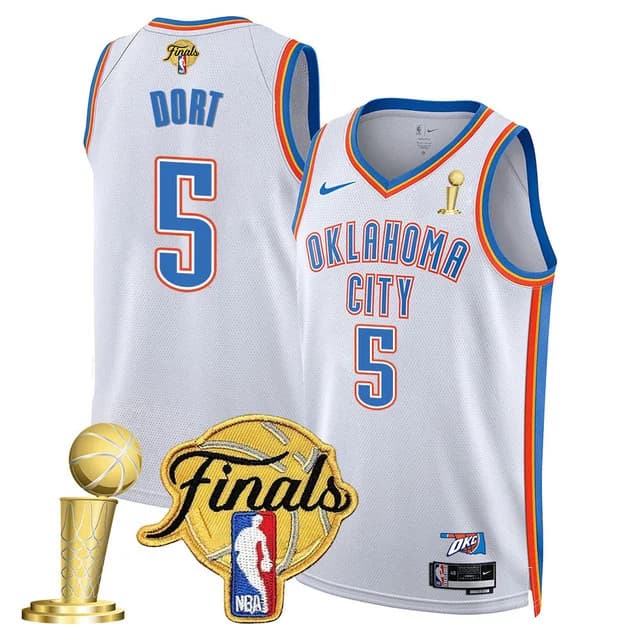 Personalized Men’s Oklahoma City Thunder #5 Luguentz Dort 2024-25 Champions Jersey All Stitched
