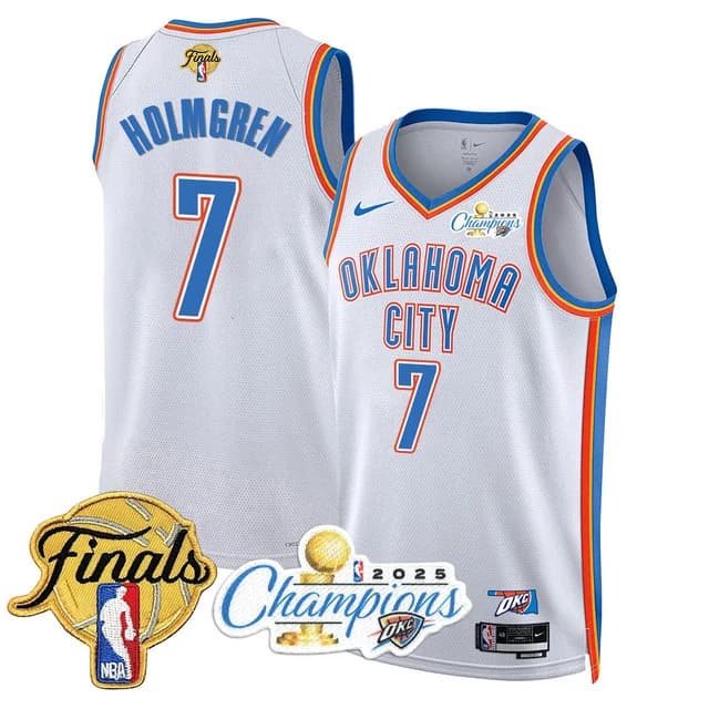 Personalized Men’s Oklahoma City Thunder #7 Chet Holmgren 2024-25 Champions Jersey All Stitched