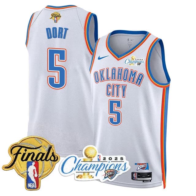 Personalized Men’s Oklahoma City Thunder #5 Luguentz Dort 2024-25 Champions Jersey All Stitched