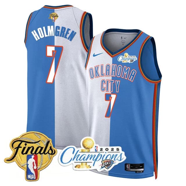 Personalized Men’s Oklahoma City Thunder #7 Chet Holmgren 2024-25 Champions Jersey All Stitched