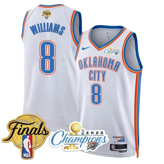 Personalized Men’s Oklahoma City Thunder #8 Jalen Williams 2024-25 Champions Jersey All Stitched
